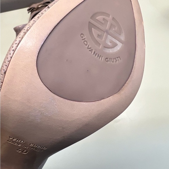GIOVANNI GIUSTI MADE IN ITAKY Vero Cuoio Tan Peep Toe Heels with Bow Detail - Picture 6 of 11